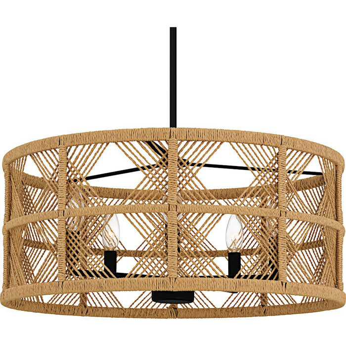 Quoizel Axford 5Light Pendant, Matte Black/Natural Rope
