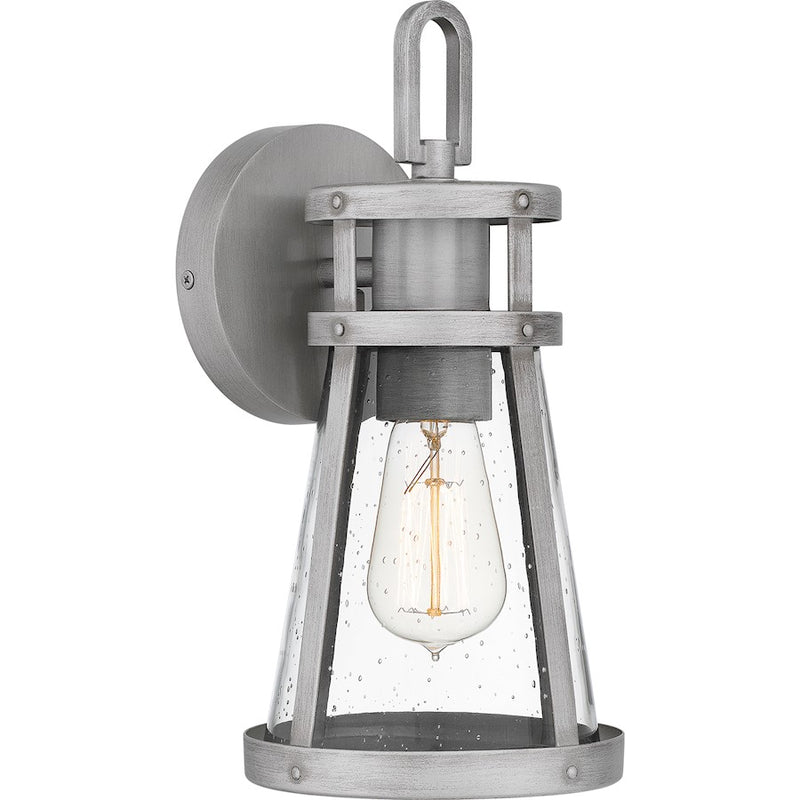 Quoizel Barber 1 Light 13" Outdoor Lantern, Aluminum/Clear Seedy
