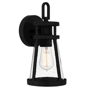 Quoizel Barber 1 Light 13" Outdoor Lantern, Matte Black/Clear Seedy