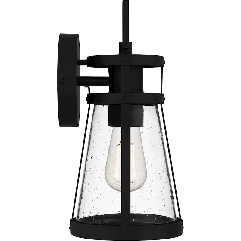 Quoizel Barber 1 Light 13" Outdoor Lantern, Matte Black/Clear Seedy
