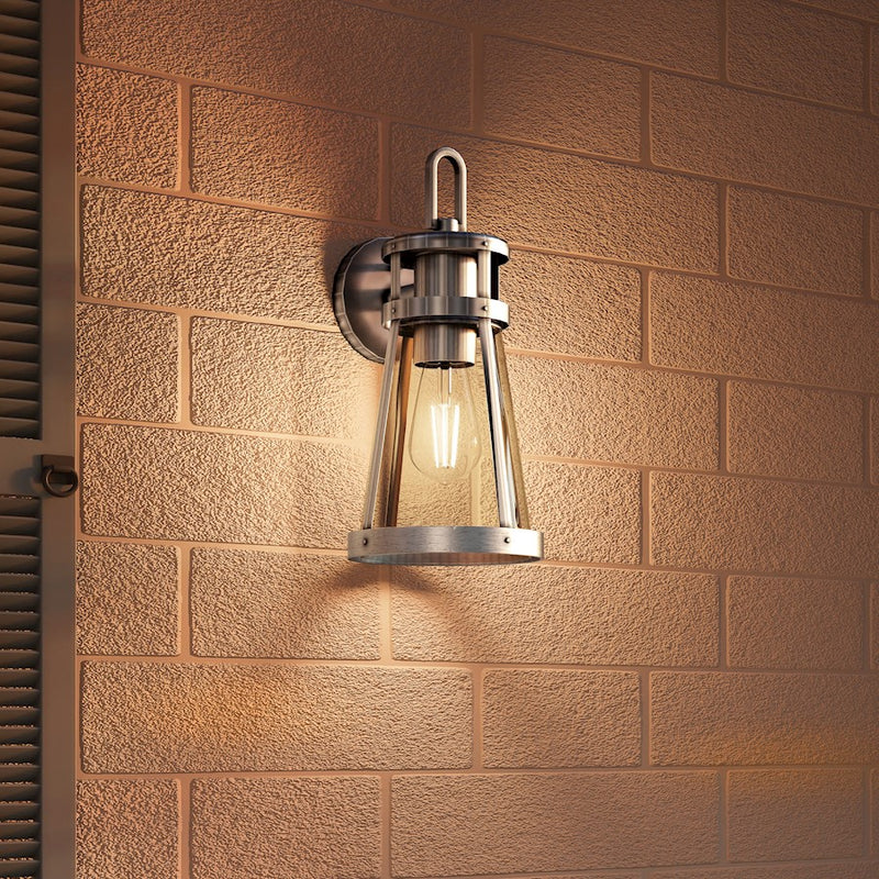 Quoizel Barber 1 Light 15" Outdoor Lantern, Aluminum/Clear Seedy