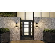 Quoizel Barber 1 Light 15" Outdoor Lantern, Matte Black/Clear Seedy