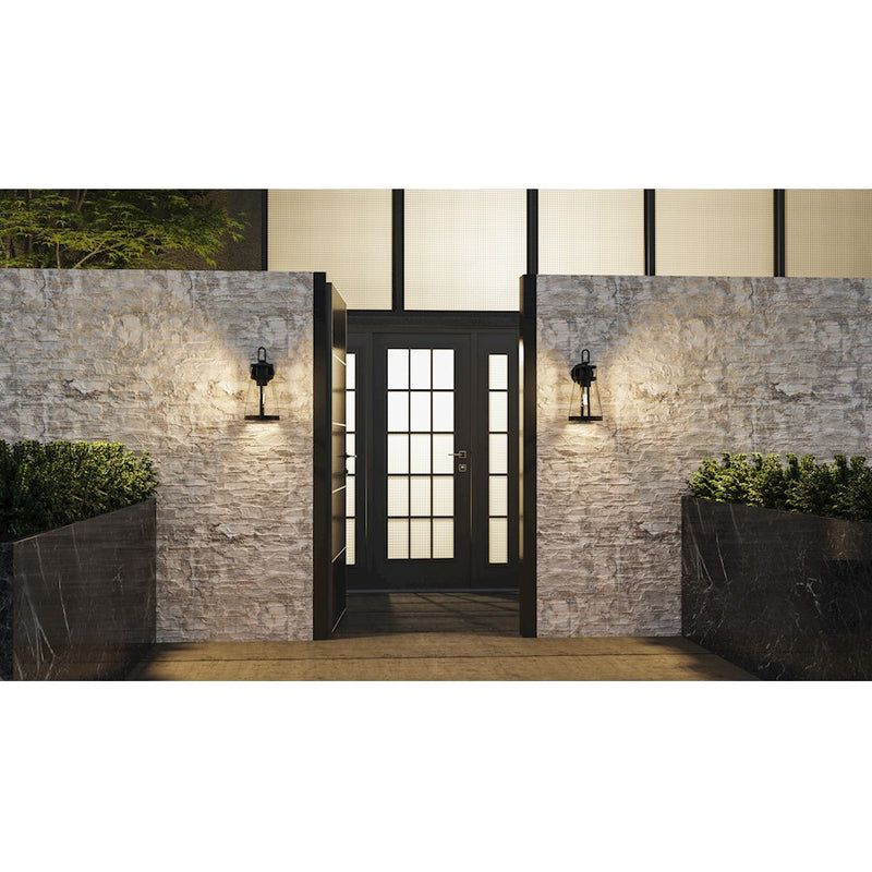 Quoizel Barber 1 Light 15" Outdoor Lantern, Matte Black/Clear Seedy