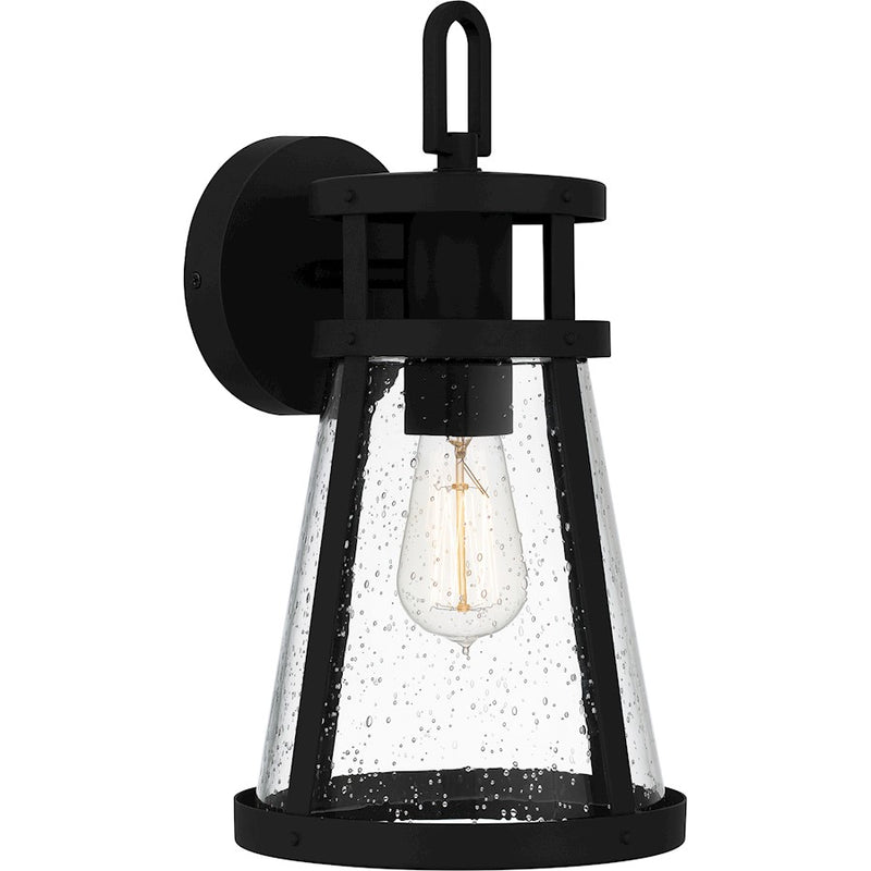 Quoizel Barber 1 Light 15" Outdoor Lantern, Matte Black/Clear Seedy