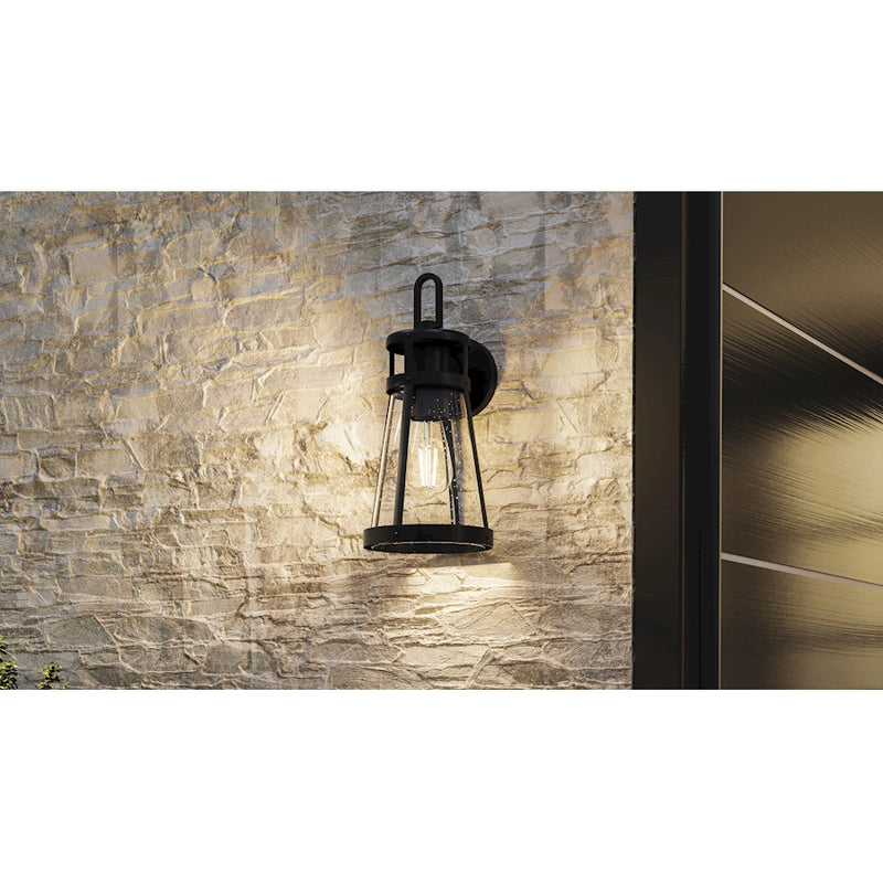 Quoizel Barber 1 Light 15" Outdoor Lantern, Matte Black/Clear Seedy