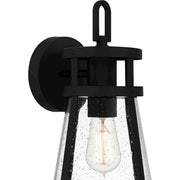 Quoizel Barber 1 Light 15" Outdoor Lantern, Matte Black/Clear Seedy