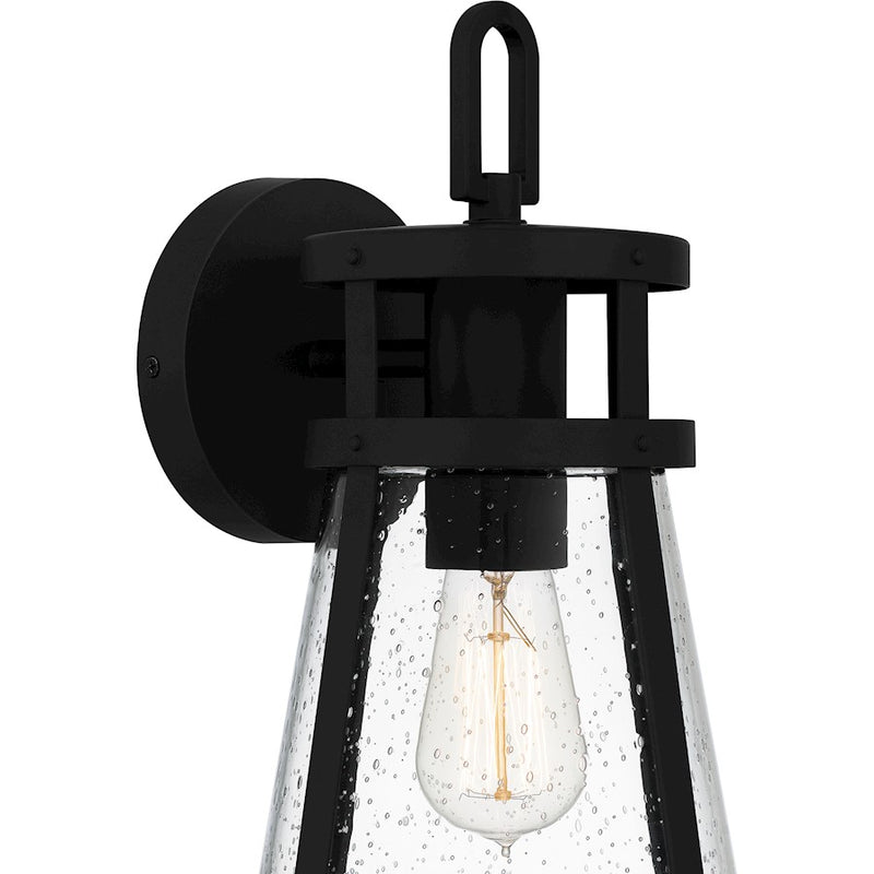 Quoizel Barber 1 Light 15" Outdoor Lantern, Matte Black/Clear Seedy
