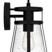 Quoizel Barber 1 Light 15" Outdoor Lantern, Matte Black/Clear Seedy