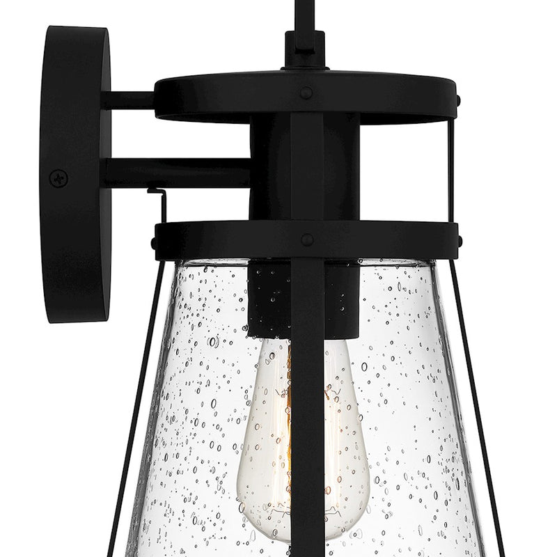 Quoizel Barber 1 Light 15" Outdoor Lantern, Matte Black/Clear Seedy