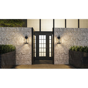 Quoizel Barber 1 Light 17" Outdoor Lantern, Matte Black/Clear Seedy