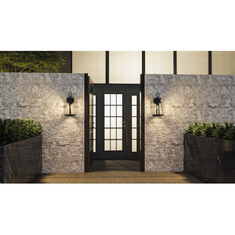 Quoizel Barber 1 Light 17" Outdoor Lantern, Matte Black/Clear Seedy
