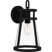 Quoizel Barber 1 Light 17" Outdoor Lantern, Matte Black/Clear Seedy