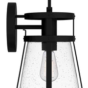 Quoizel Barber 1 Light 17" Outdoor Lantern, Matte Black/Clear Seedy