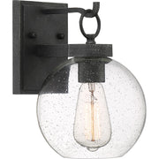 Quoizel Barre 8.5" 1 Light Outdoor Wall Lantern, Grey Ash/Seeded