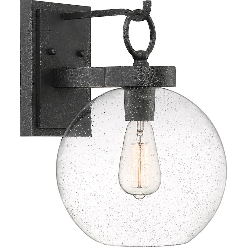 Quoizel Barre 12.25" 1 Light Outdoor Wall Lantern, Grey Ash/Seeded