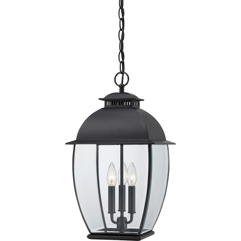 Quoizel Bain 3 Light Mini Pendant, Mystic Black/Clear Beveled