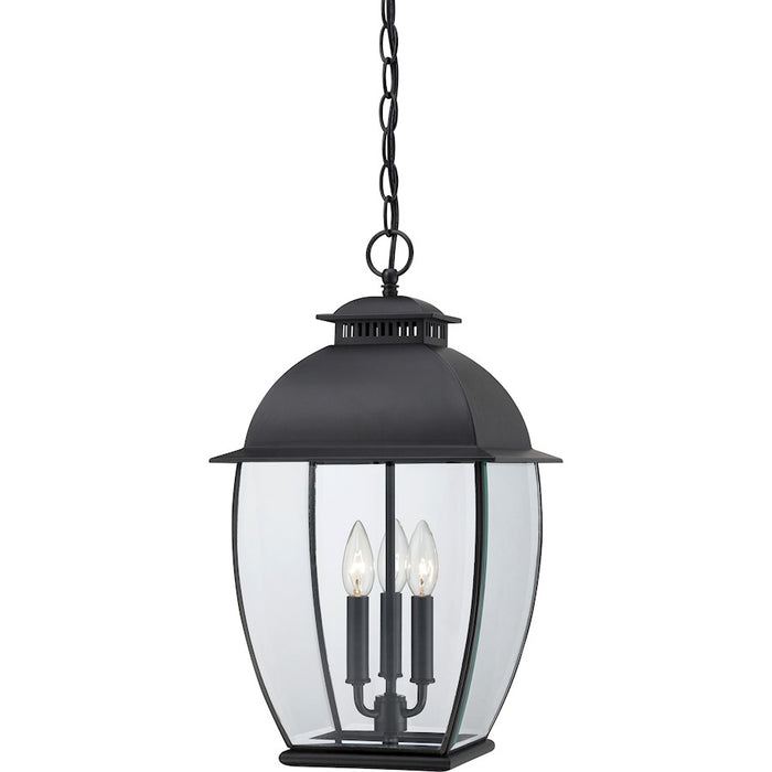 Quoizel Bain 3 Light Mini Pendant, Mystic Black/Clear Beveled