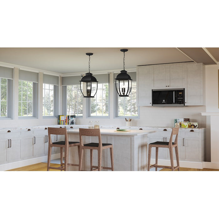 Quoizel Bain 3 Light Mini Pendant, Mystic Black/Clear Beveled
