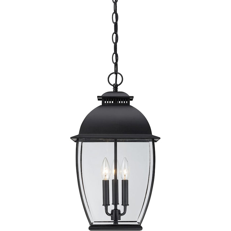 Quoizel 3 Light Bain Outdoor Hanging Lantern in Mystic Black