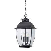 Quoizel 3 Light Bain Outdoor Hanging Lantern in Mystic Black