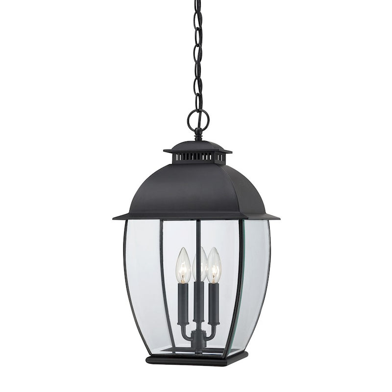 Quoizel 3 Light Bain Outdoor Hanging Lantern in Mystic Black