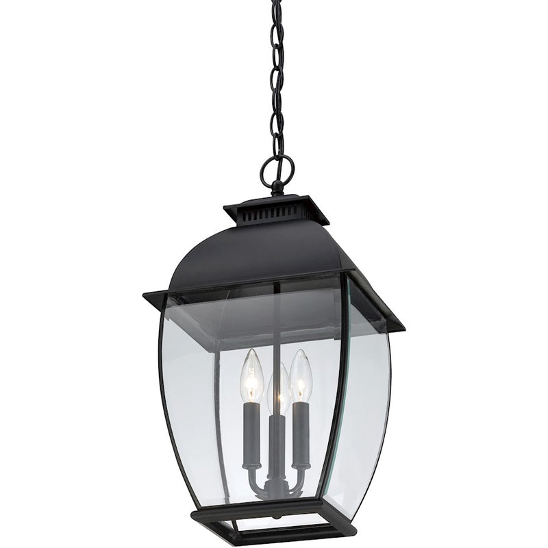 Quoizel 3 Light Bain Outdoor Hanging Lantern in Mystic Black