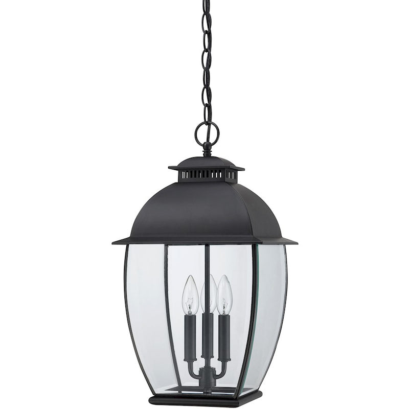 Quoizel 3 Light Bain Outdoor Hanging Lantern in Mystic Black