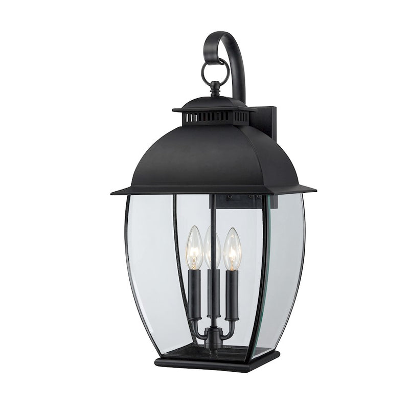 Quoizel 3 Light Bain Outdoor Wall Lantern in Mystic Black