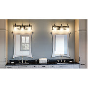 Quoizel Bartley 3 Light Bath Vanity, Matte Black/Clear Seeded