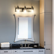 Quoizel Bartley 3 Light Bath Vanity, Matte Black/Clear Seeded