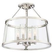 Quoizel Barlow 16in 4-Light Semi-Flush Mount | Transitional Polished Nickel and Clear Glass | Bedroom & Hallway | 16 x 16 x 14.5 in | Model BAW1716PK