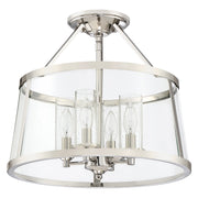 Quoizel Barlow 16in 4-Light Semi-Flush Mount | Transitional Polished Nickel and Clear Glass | Bedroom & Hallway | 16 x 16 x 14.5 in | Model BAW1716PK