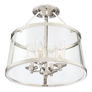 Quoizel Barlow 16in 4-Light Semi-Flush Mount | Transitional Polished Nickel and Clear Glass | Bedroom & Hallway | 16 x 16 x 14.5 in | Model BAW1716PK