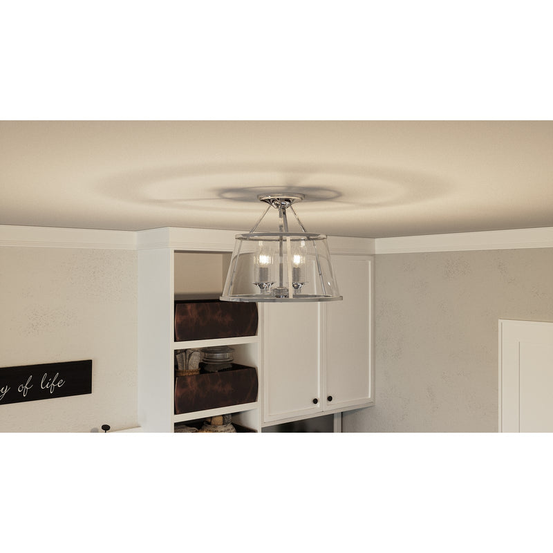 Quoizel Barlow 16in 4-Light Semi-Flush Mount | Transitional Polished Nickel and Clear Glass | Bedroom & Hallway | 16 x 16 x 14.5 in | Model BAW1716PK