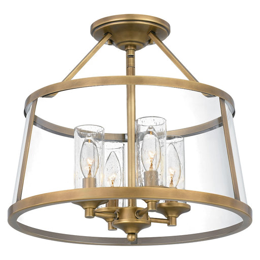 Quoizel Barlow 4 Light Semi-Flush Mount, Weathered Brass