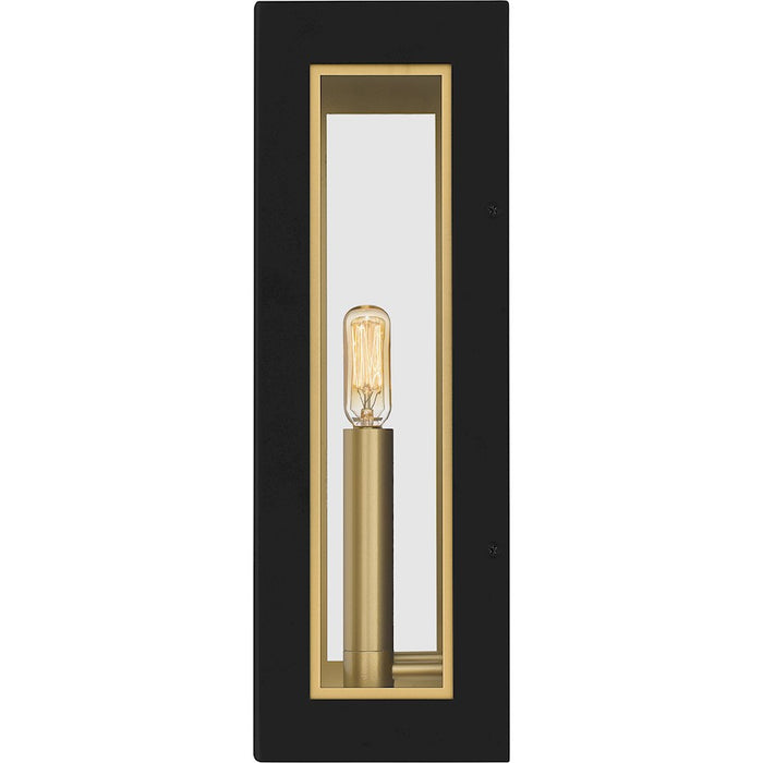 Quoizel Bourbon 2 Light 15" Outdoor Lantern, Black/Clear Glass