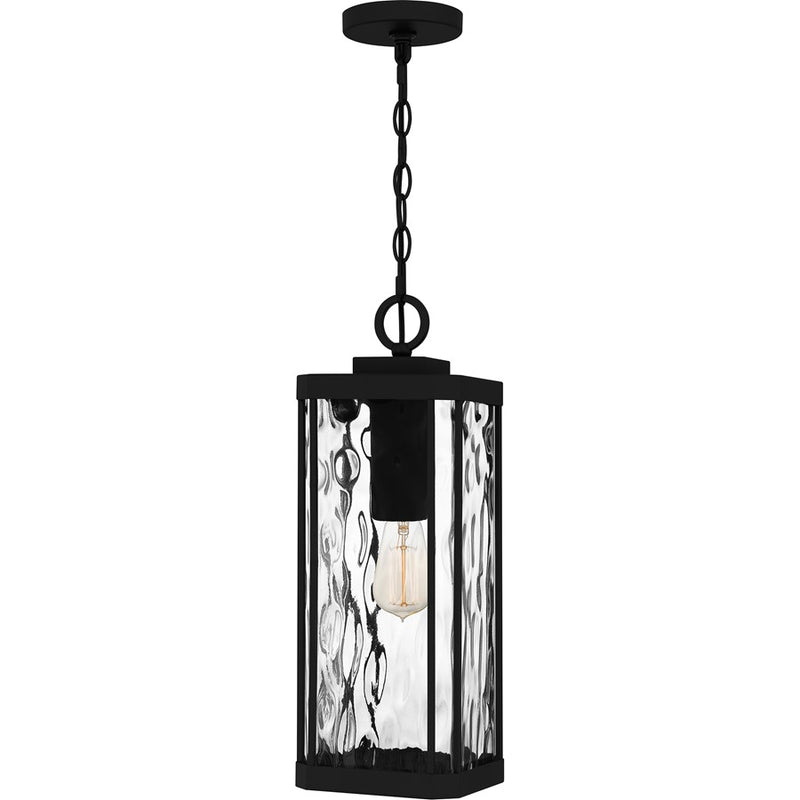 Quoizel Balchier 1Lt Mini Pendant, Matte Black/Clear Hammered Glass - BCR1507MBK