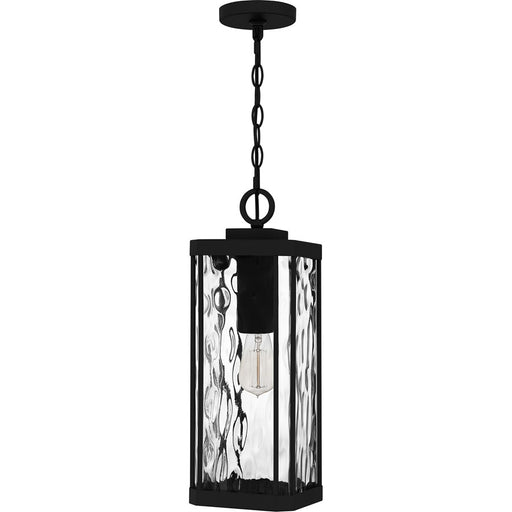 Quoizel Balchier 1Lt Mini Pendant, Matte Black/Clear Hammered Glass