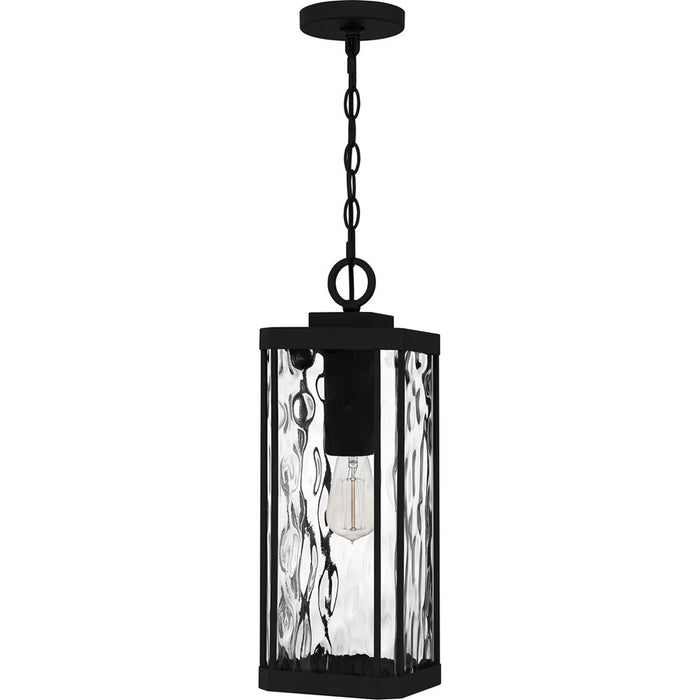 Quoizel Balchier 1Lt Mini Pendant, Matte Black/Clear Hammered Glass
