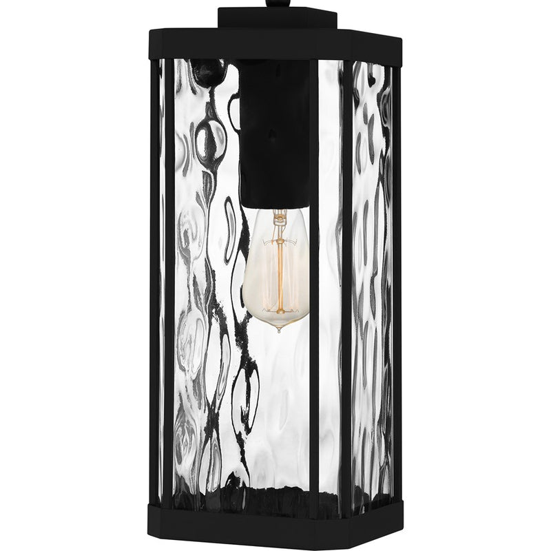 Quoizel Balchier 1Lt Mini Pendant, Matte Black/Clear Hammered Glass