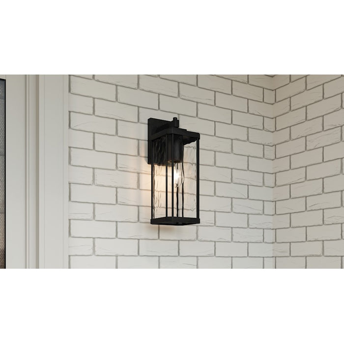 Quoizel Balchier 1 Light Outdoor Lantern, Black/Clear Hammered