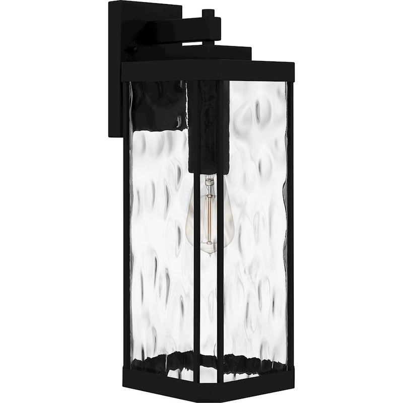 Quoizel Balchier 1 Light Outdoor Lantern, Black/Clear Hammered