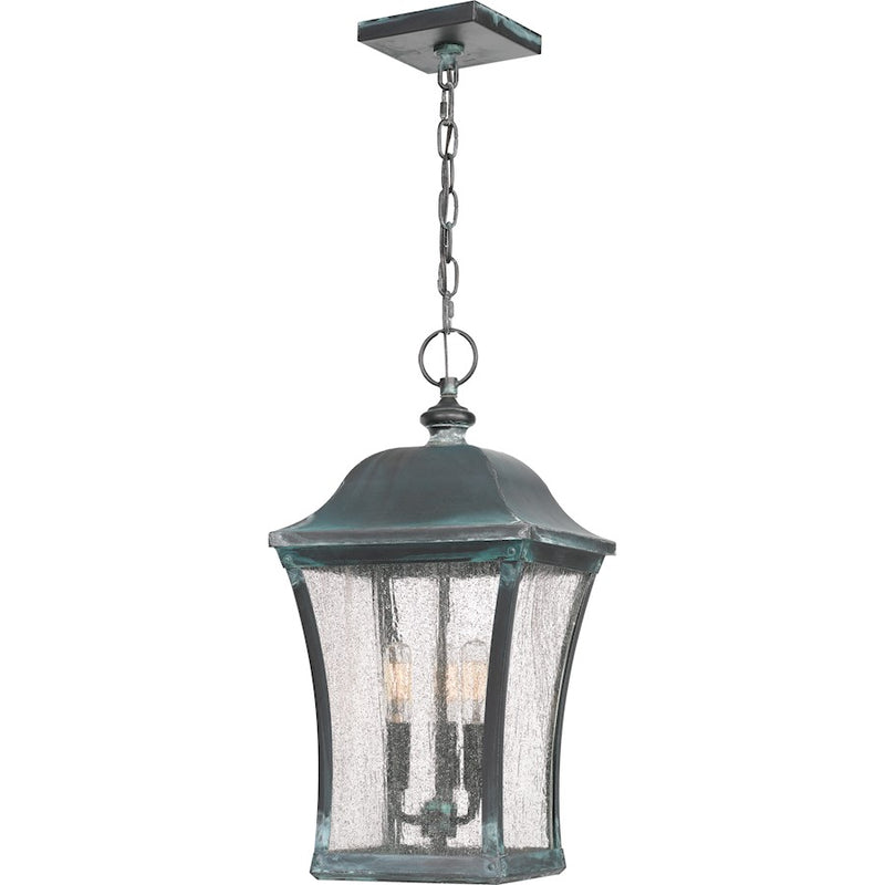 Quoizel Bardstown 3 Light Outdoor Hanging Lantern, Aged Verde