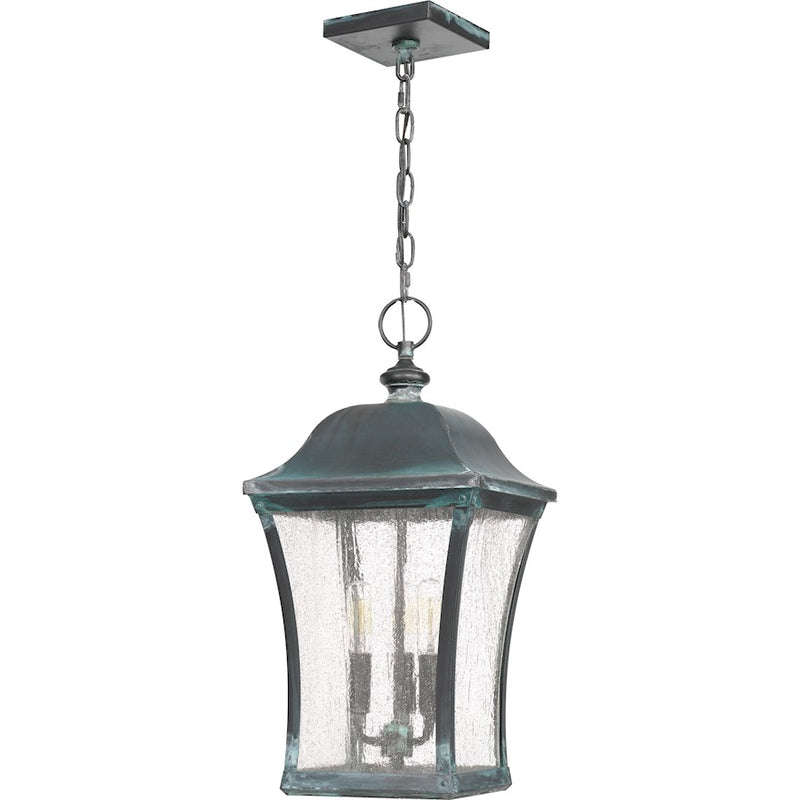 Quoizel Bardstown 3 Light Outdoor Hanging Lantern, Aged Verde