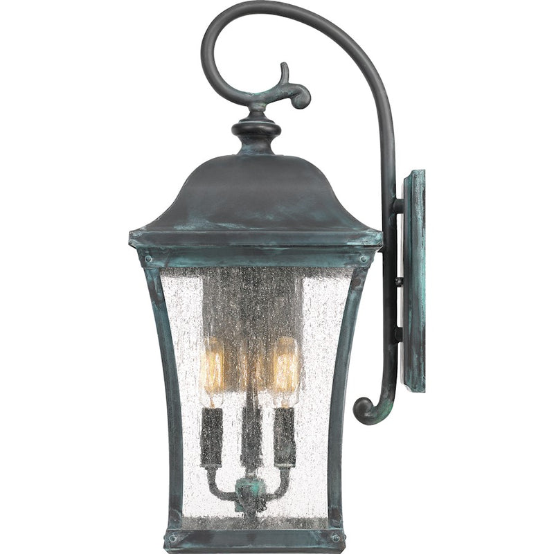 Quoizel Bardstown 3 Light Outdoor Wall Lantern, Aged Verde
