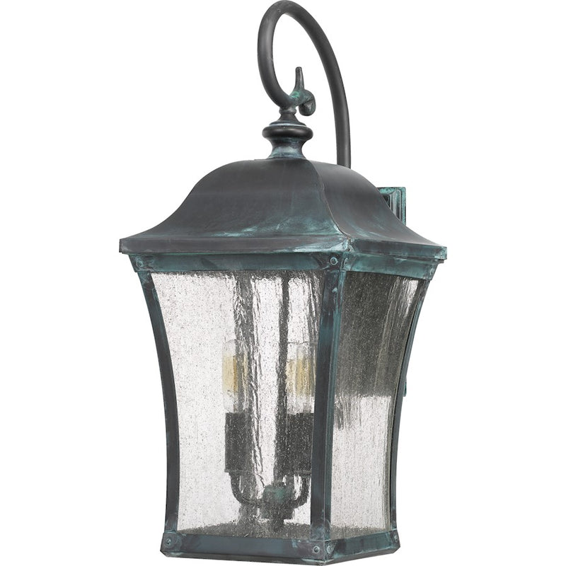 Quoizel Bardstown 3 Light Outdoor Wall Lantern, Aged Verde
