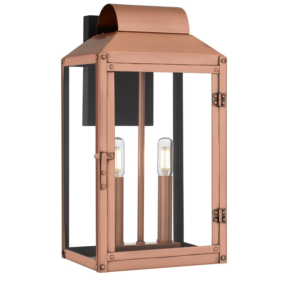 Quoizel Beryn 2-Lt Aged Copper Outdoor Wall Lantern, Aged Copper - BER8408AC