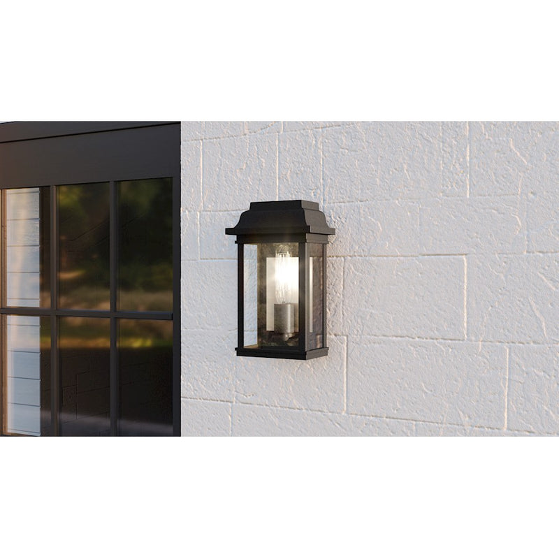 Quoizel Berkley 1 Light Outdoor Lantern, Mottled Black/Clear