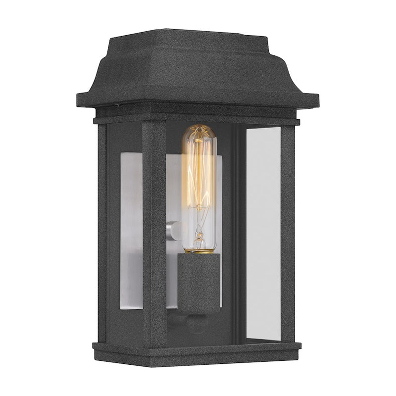 Quoizel Berkley 1 Light Outdoor Lantern, Mottled Black/Clear