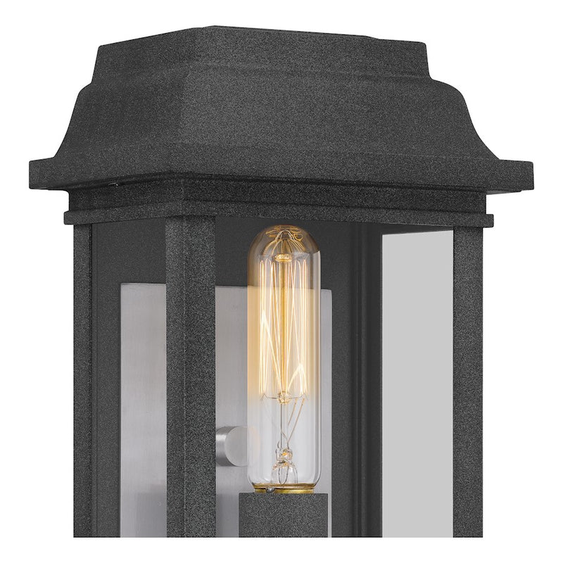 Quoizel Berkley 1 Light Outdoor Lantern, Mottled Black/Clear